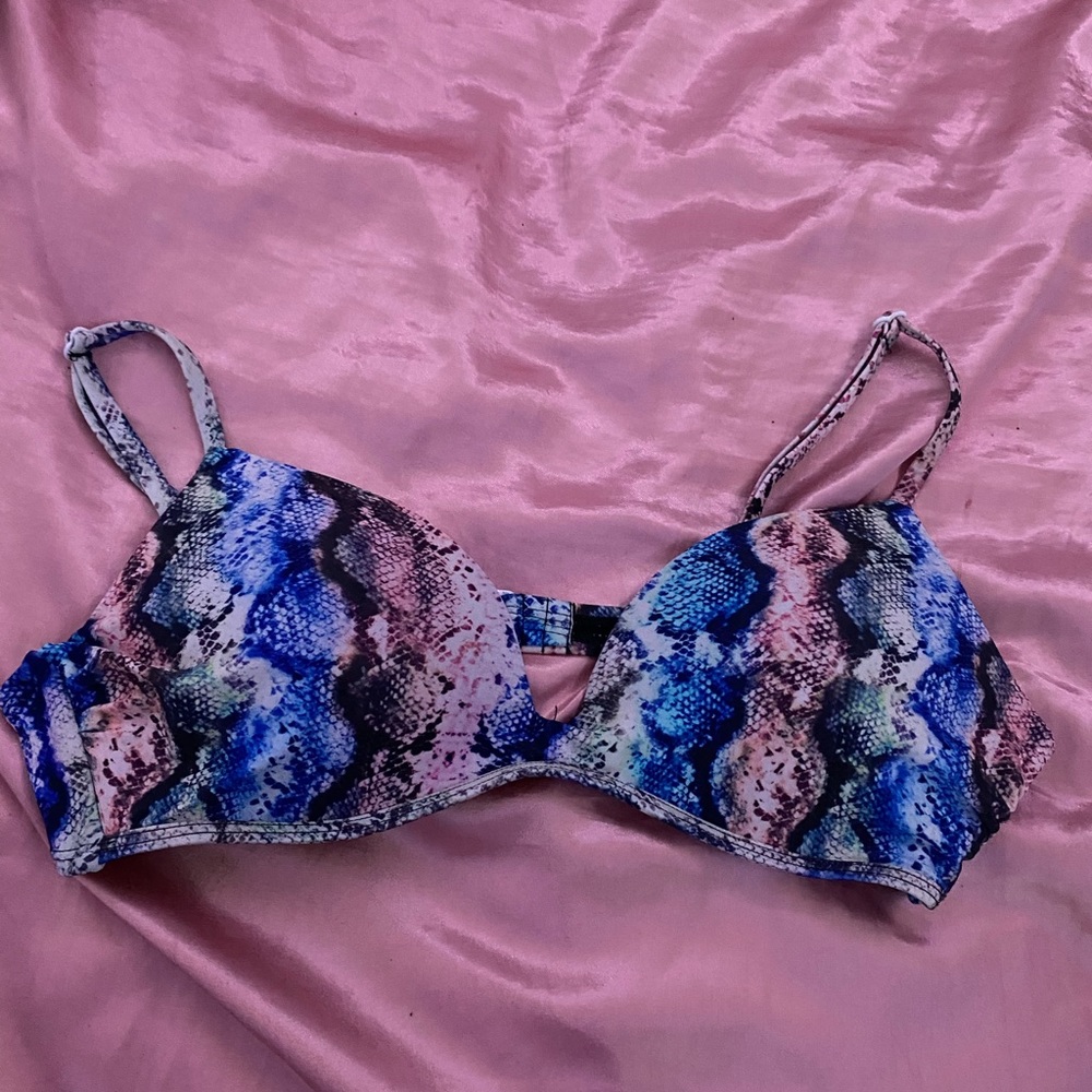 Colorful Snakeskin Bikini Top Size Large